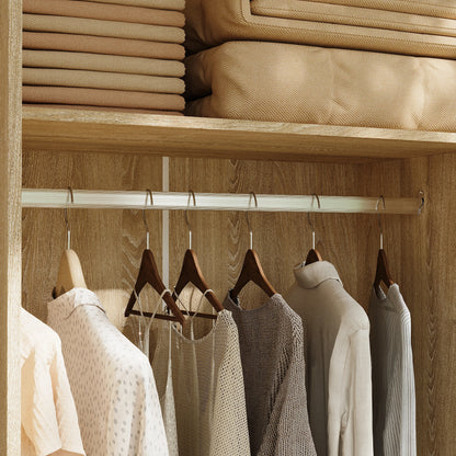 Wardrobe Armoire with Sliding Doors & Storage Compartments, Clothes Cabinet with Hanging Rod for Bedroom