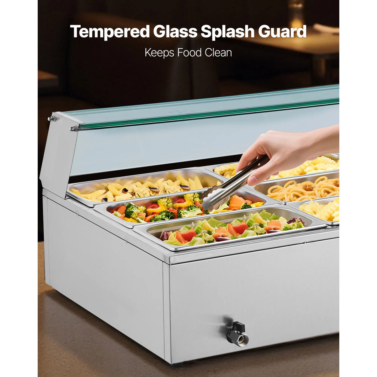 Food Warmer Electric Stainless Steel Steam Food Warmer Countertop Buffet Bain Marie with Soup for Catering