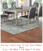 Formal 1pc Dining Table with 2 Leaves, Silver Grey Finish, Antique Design, Rubberwood, Large Family Dining Room Furniture
