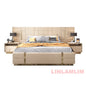 Luxury Modern King Size Bed With Soft Upholstered Headboard And Storage Nightstands - Genuine Leather Bedroom Furnitur