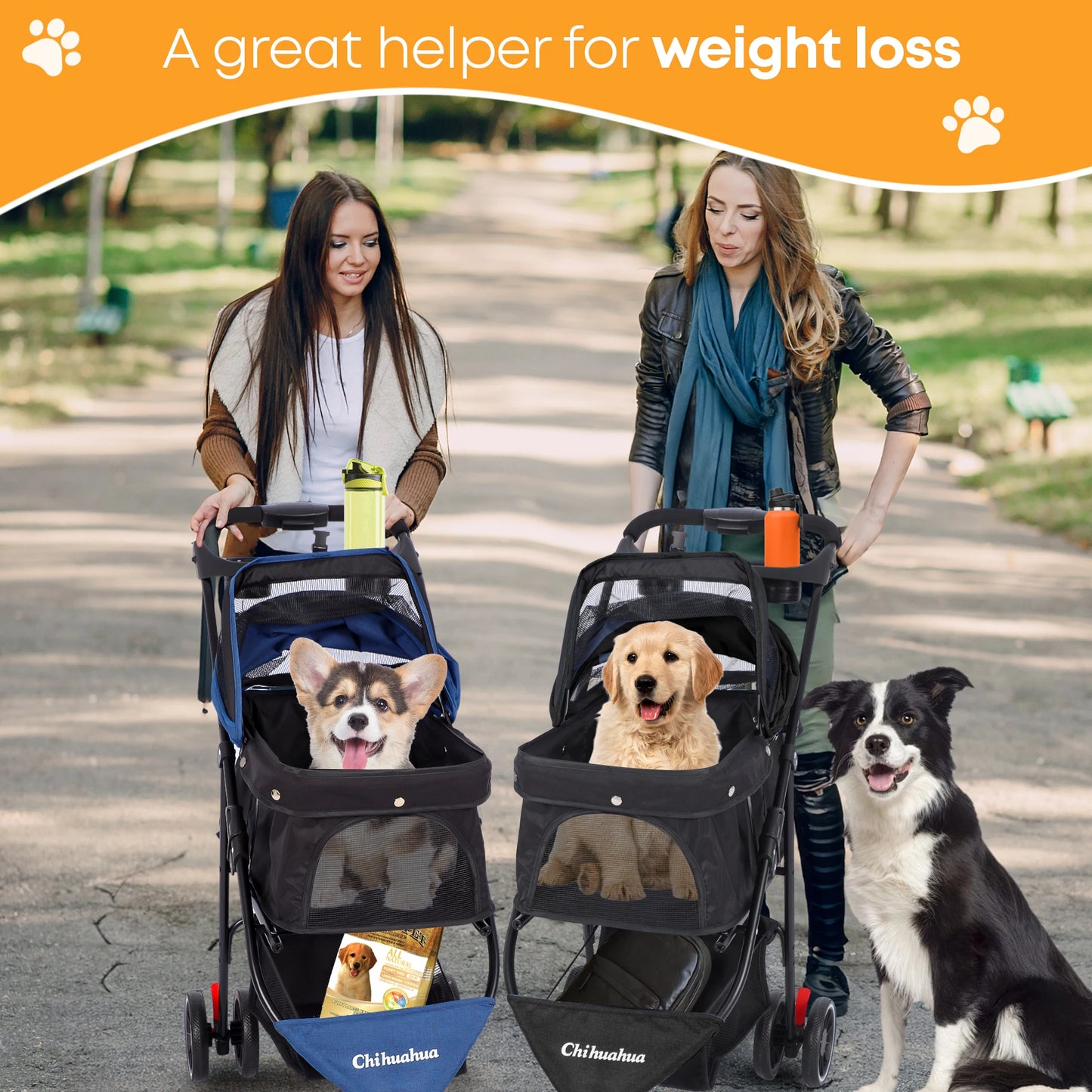 3 in 1 Pet Stroller with Removable Carrier Folding Stroller for Small/Medium Dogs and Cats Waterproof All-Terrain