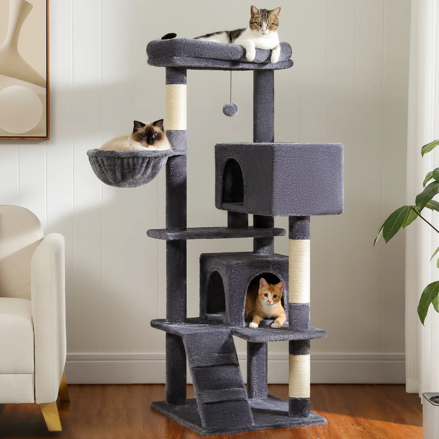 Cat Tree for Large Cats with Large Top Perch Cat Tower with Scratching Post