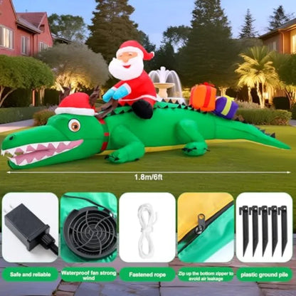Shappy 6ft Large Inflatables Christmas Alligator Blow up Alligator LED Lighted  Decorations