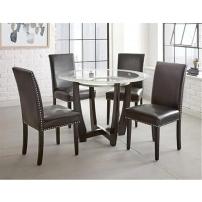 Carell Furniture 45" Round Glass Top Dining Table in Espresso Finish Base