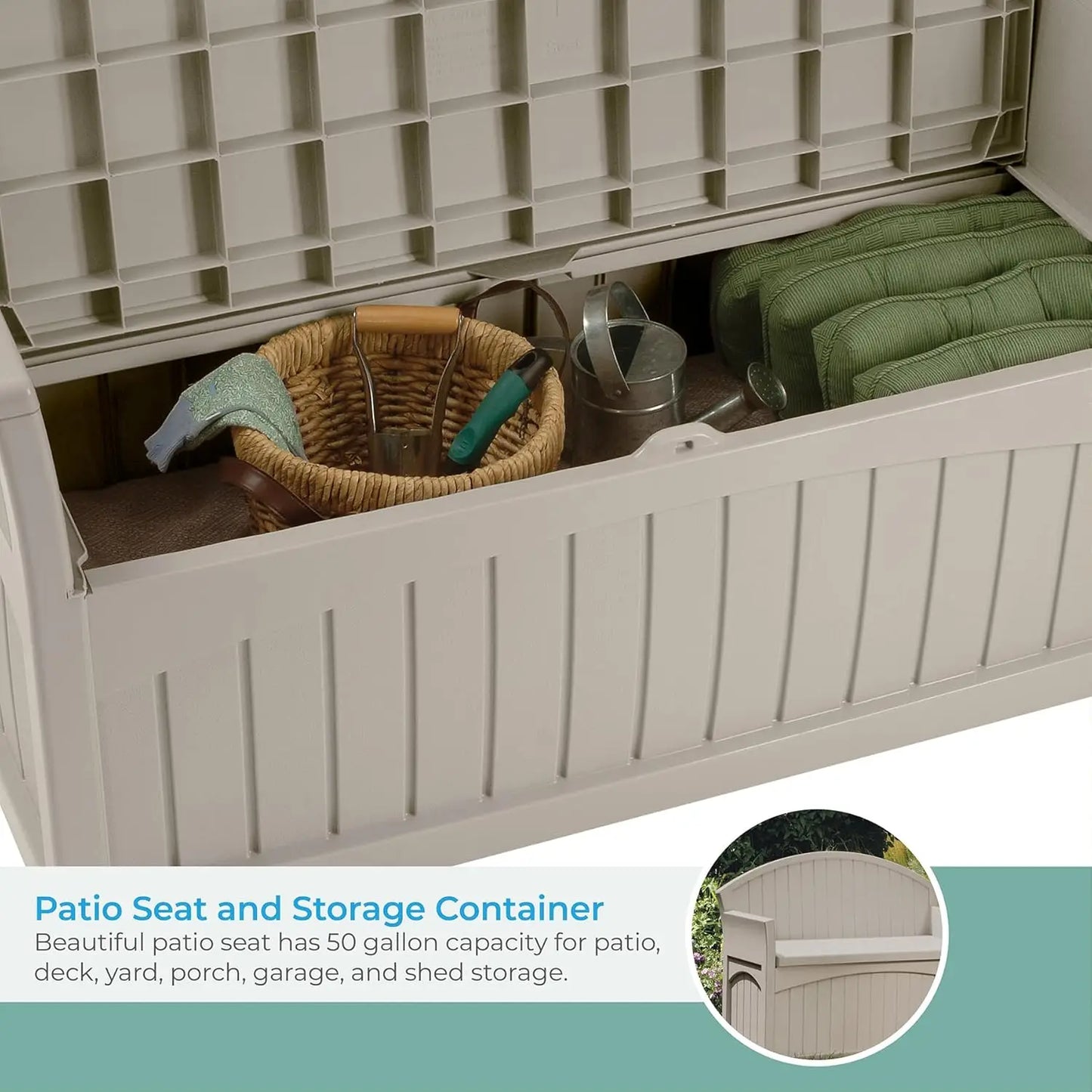 50 Gallon Patio Bench with Storage - Decorative Resin Outdoor Patio Bench for Deck, Patio, Garden, Backyard -Hot selling quality