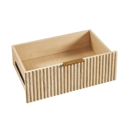3 drawers, 27.6 inches wide modern drawer box with curved wave design, oak, 27.6 feet wide x 15.8 feet deep x 27.4 feet high.