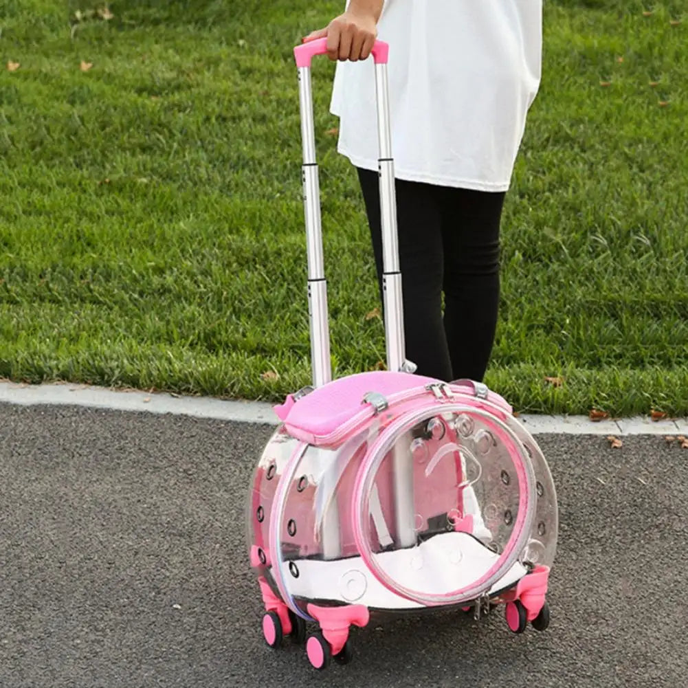 Pet Trolley Case with Ventilation Holes Portable Pet Trolley Case with Ventilation Holes Silent Wheels Travel Backpack for Cats
