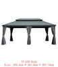 14x24 Hardtop Gazebo, Upgraded Metal Canopy with Drainage, Dual-Layer Galvanized Steel Roof, Includes Curtains & Netting,