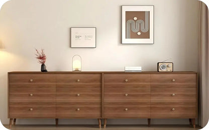 9 Drawer Dresser for Bedroom, 63 Inch Walnut Dresser for Closet, Mid Century Wood Chest of Drawers with Natural, Customized