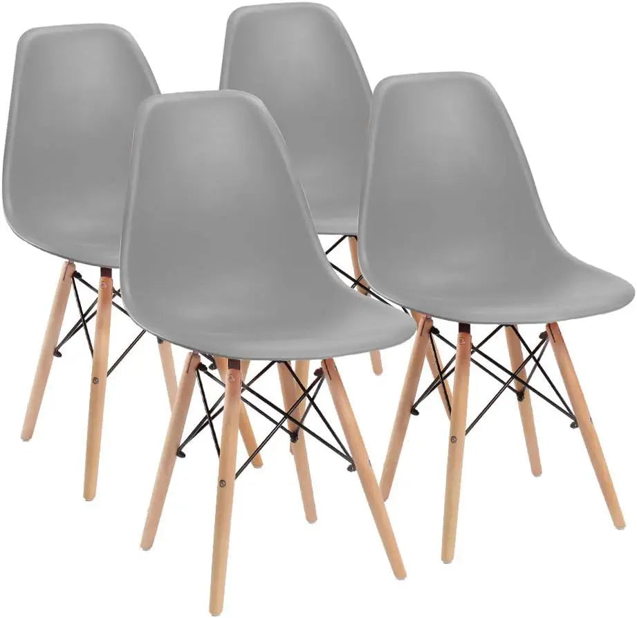 Modern Style Dining Chair Mid Century Modern DSW Chair, Shell Lounge Plastic Chair for Kitchen Chairs Set of 4(White)