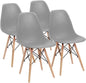Modern Style Dining Chair Mid Century Modern DSW Chair, Shell Lounge Plastic Chair for Kitchen Chairs Set of 4(White)
