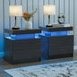 Nightstand Set of 2 LED Nightstand with 2 Drawers,Night Stand  with LED Light,Bedside Table with Drawers for Bedroom