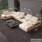 Premium Italian Genuine Leather Sofa Set for Living Room with Adjustable Headrests, Bluetooth Speaker, Wireless Charge