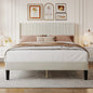 Basic Upholstered Platform Bed Frame with Modern Wingback Headboard Wooden Slats 800lbs Capacity No Box Spring Needed Easy Assembly For Bedroom