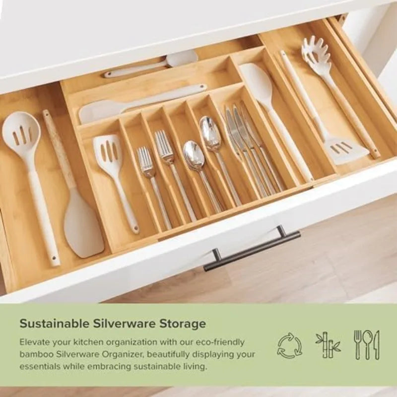 Expandable Silverware, Flatware and Utensil Organizer for Kitchen Drawers