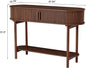 Fluted Console Table Modern Entryway Table with Tambour Sliding Door 2 Tier Sofa Table with Storage Side Table Behind Couch in L