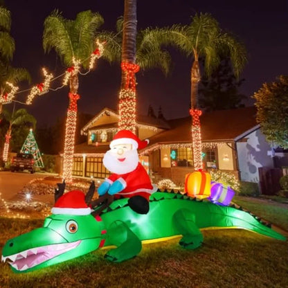 Shappy 6ft Large Inflatables Christmas Alligator Blow up Alligator LED Lighted  Decorations