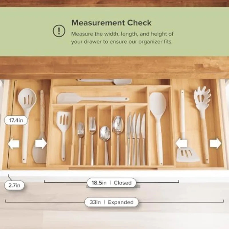 Expandable Silverware, Flatware and Utensil Organizer for Kitchen Drawers