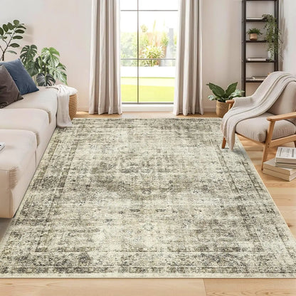 Washable Area Rug Stain-Resistant Throw Rug Indoor Carpet with Non-Slip Backing Foldable non-
