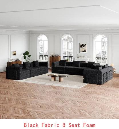 8-Seater Convertible Chenille Sofa Bed with Side Storage Pockets, Foldable for Living Rooms, Bedrooms, and Studies, Carpeted