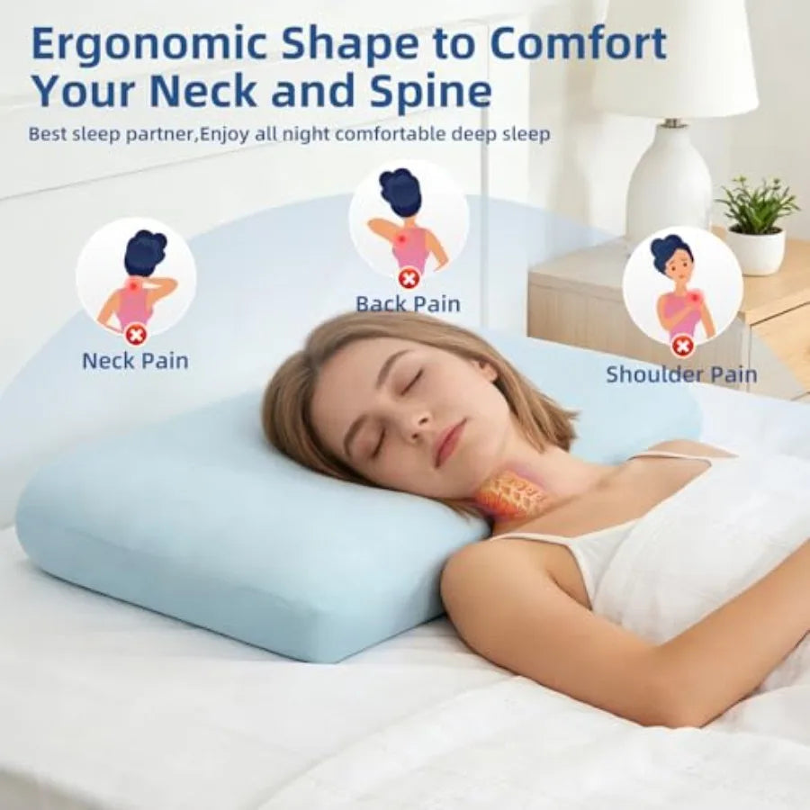 Cooling Memory Foam Pillow, Bed Pillow for Sleeping, Standard Size, Breathable Memory Foam, Premium Support with Washabl