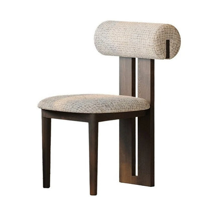 Nordic Solid Wood Dining Chairs, French Retro Style Dining Chairs, Comfortable Fabric Creative Hippo Dining Chairs