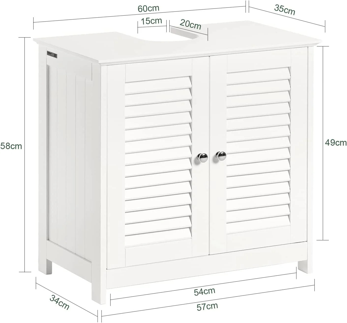 Bathroom Sink Cabinet Sink Storage Cabinet with 2 Doors and Shelf MDF Modern Freestanding Under Sink Bathroom Cabinet for Home