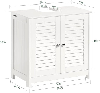 Bathroom Sink Cabinet Sink Storage Cabinet with 2 Doors and Shelf MDF Modern Freestanding Under Sink Bathroom Cabinet for Home