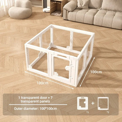 Transparent Pet Fence Indoor Small Dogs Enclosure Free Combination Anti-Escape Puppy Playpen Sturdy Pet Barrier Cage with Door