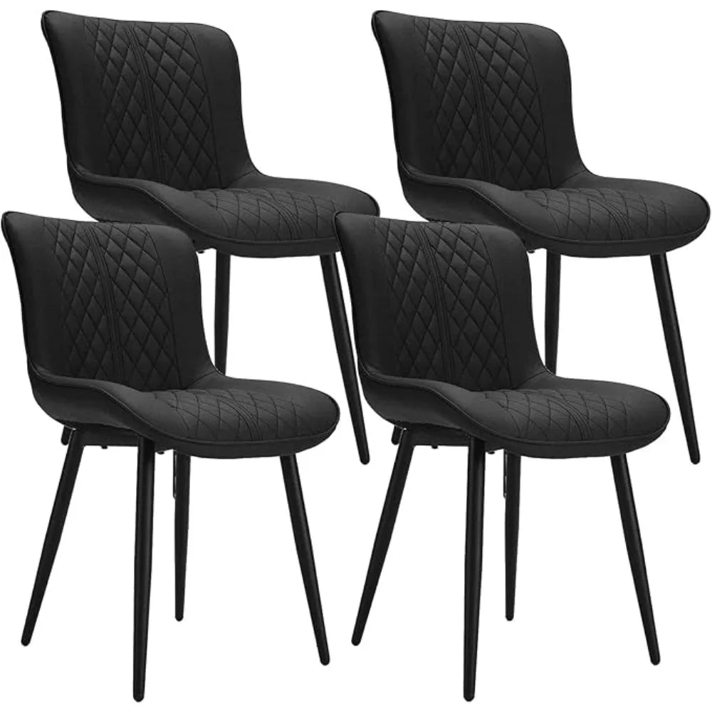 Dining Chairs Set of 4 - Leather Kitchen Chairs with Metal Legs, Upholstered Dining Room Chair, Modern Dining Chair for Kitchen,