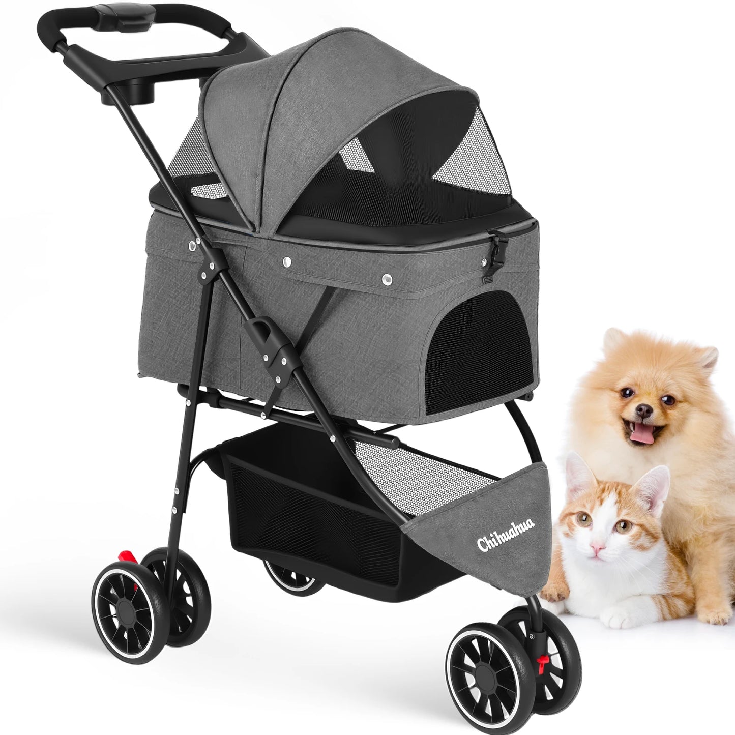 3 in 1 Pet Stroller with Removable Carrier Folding Stroller for Small/Medium Dogs and Cats Waterproof All-Terrain