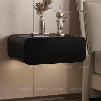 wood bedroom suspended bedside table drawers Interior comfortable floating Nightstand Table luxury home small spaces furniture