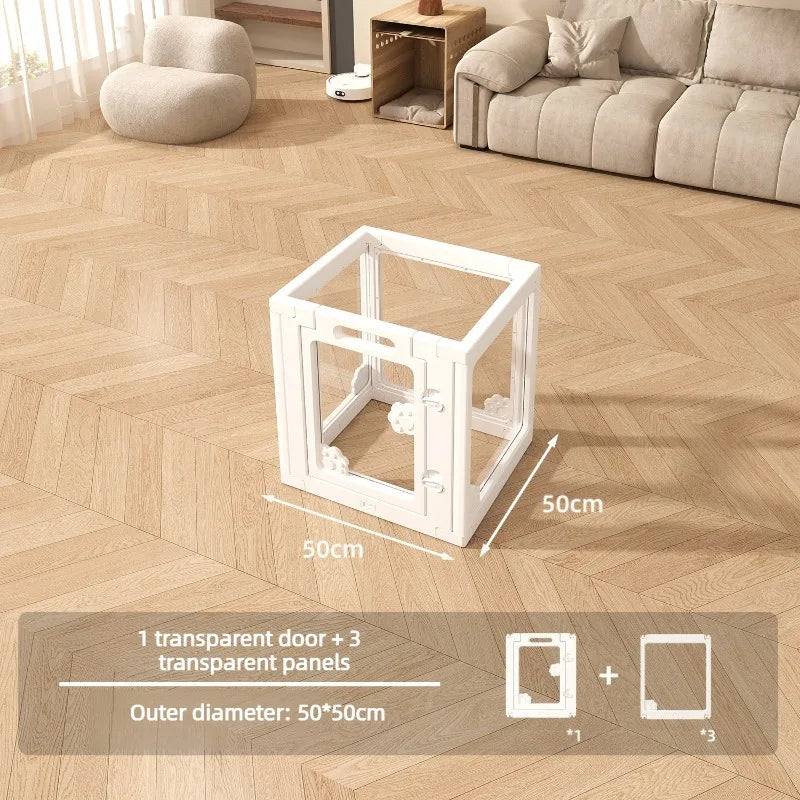 Transparent Pet Fence Indoor Small Dogs Enclosure Free Combination Anti-Escape Puppy Playpen Sturdy Pet Barrier Cage with Door