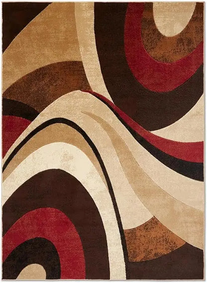 Tribeca Slade Modern Area Rug, Abstract Brown/Red 6'7"x9'10"