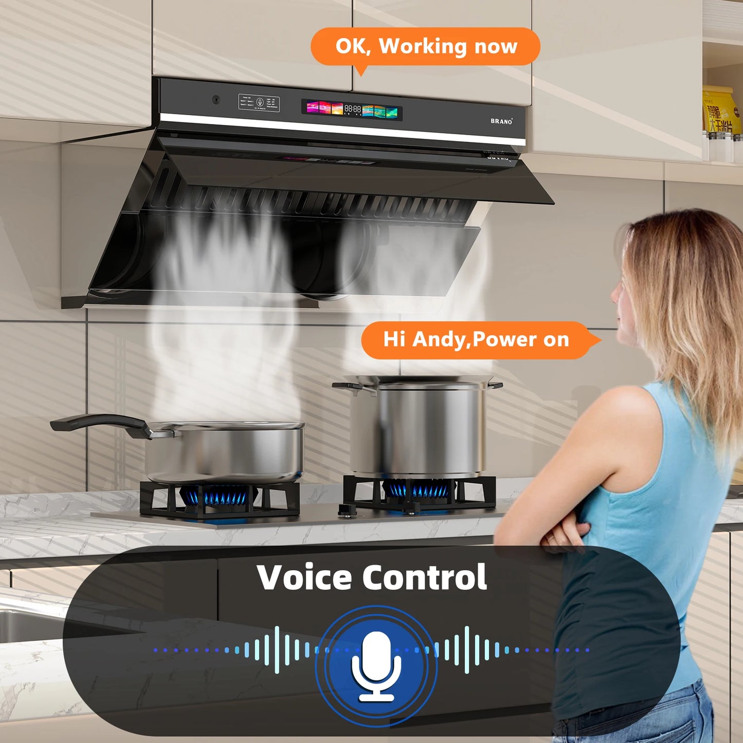 Under Cabinet Range Hood 30/36 inch, 900 CFM Kitchen Hood with Voice/Gesture/Touch Control,Ducted/Ductless Convertible