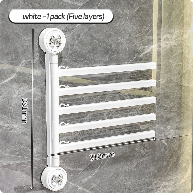 Bathroom Towel Pole Non Perforated Wall Mounted Suction Cup Storage Rack Bathroom Multi Pole Rotating Towel Storage Rack