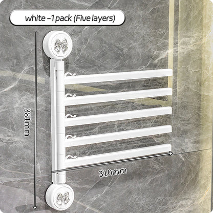Bathroom Towel Pole Non Perforated Wall Mounted Suction Cup Storage Rack Bathroom Multi Pole Rotating Towel Storage Rack