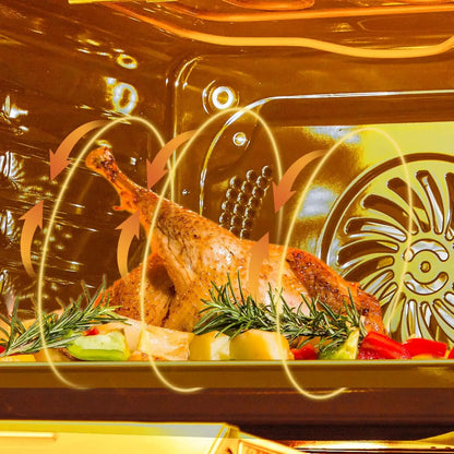 24" Built-in Electric Ovens with 70L Capacity 3000W Single Wall Oven with View Window Steam & Grill Oven 8 Cooking Functions