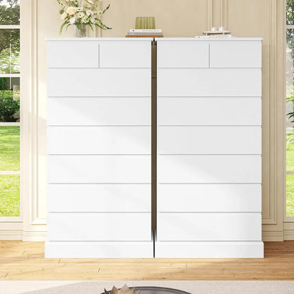 White Tall Chests of Drawers for Bedroom with 8 Drawers, 59.6" Tall