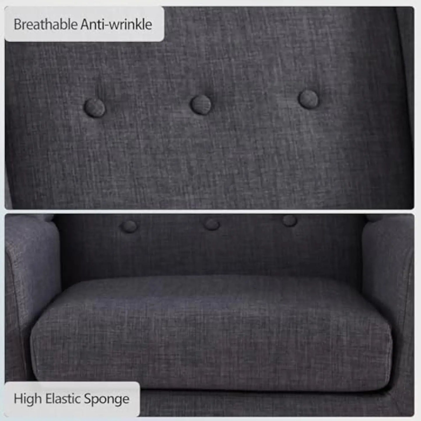 Button Tufted Accent Chairs Set of 2 Upholstered Reading Living Room Chair Mid Century Modern Chair with Linen Fabric Club Chair