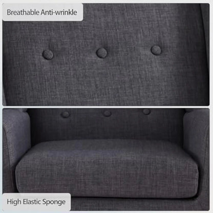 Button Tufted Accent Chairs Set of 2 Upholstered Reading Living Room Chair Mid Century Modern Chair with Linen Fabric Club Chair