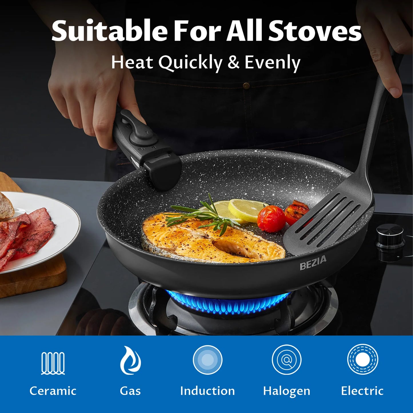 Induction Cookware Set 13 Pieces, Nonstick Pots and Pans Set with Removable Handles, for All Hobs, Stackable Design