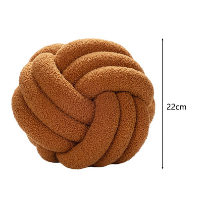 Knotted Ball Throw Pillow Ultra Soft Companionship Decorative Hand-woven Knotted Ball Lamb Velvet Sofa Cushion for Bathroom