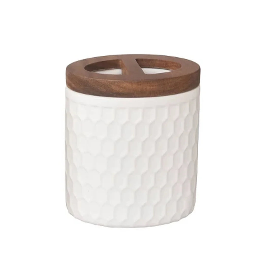3pc Ceramic Wood Bath Accessories Set