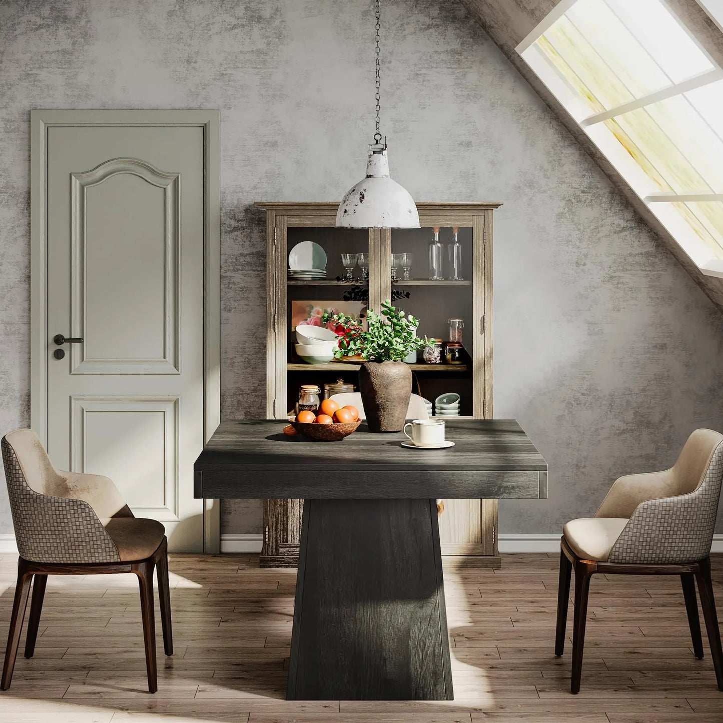 Square Dining Table for 4, 31.5-Inch Kitchen Table Small Dinner Table with Sturdy Pedestal Base