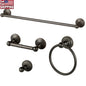 4-Piece Bathroom Accessory Set Oil Rubbed Bronze Towel Bar Toilet Paper Holder Robe Hook Towel Ring Durable Zinc