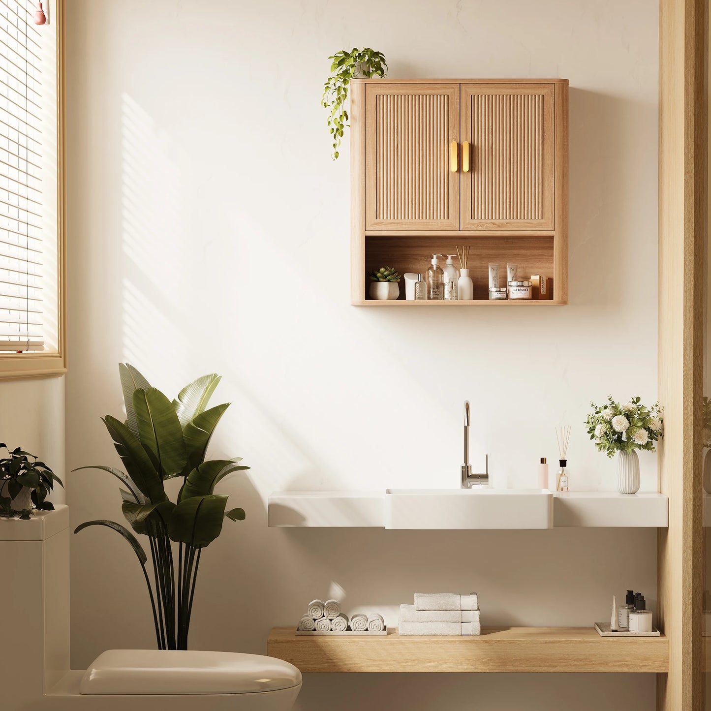 Bathroom Storage Cabinet with Adjustable Shelves, Over The Toilet Organizer for Laundry Room, Kitchen & Living Room, Medicine Ca