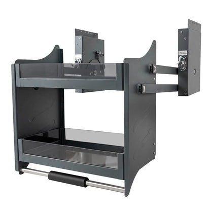 Pull-Down Cabinet Shelf 2-Tier Drop Down Lift Tempered Glass Kitchen Organizer Adjustable Load 26lbs for Upper Cabinets