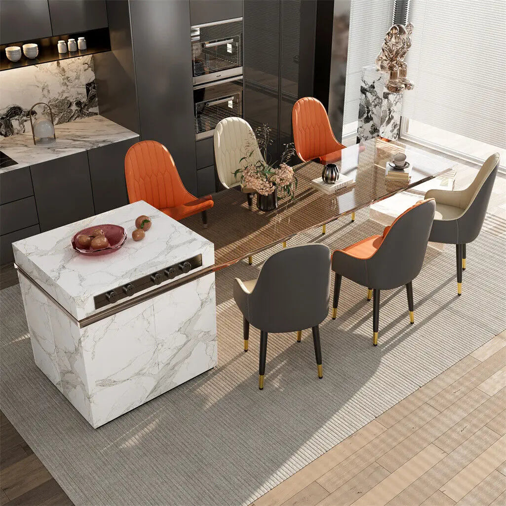 Leather Dining Chairs with Arms Modern Kitchen Dining Room Chairs with Metal Legs for Hotels,Restaurants,Apartments