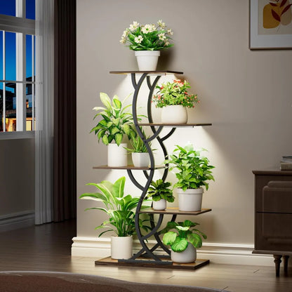 Plant Stand Indoor with Grow Lights - 44" Tall Corner Plant Stands for Indoor Plants, 5 Tiered Metal Plant Shelf